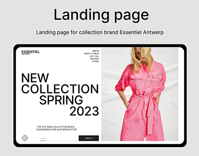 Landing page for сollection brand Essentiel Antwerp