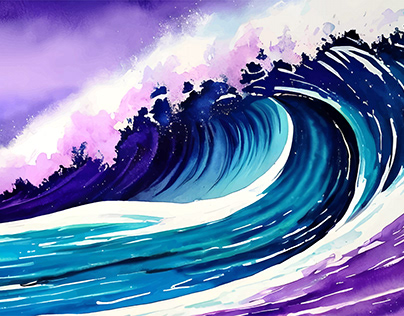 Purple Blue Pink Wave Watercolor Background