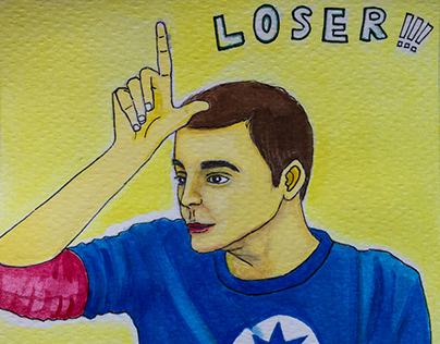 Watercolour drawing of Sheldon Cooper