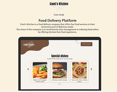 Case study for Cami's Kitchen website visual design