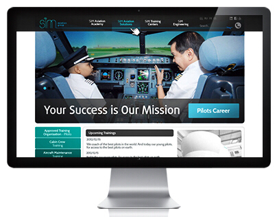 „SIM" Aviacijos grupės internetinis puslapis