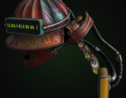 Cyberpunk samurai helmet