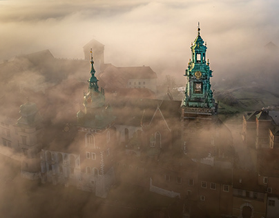 Spring fog over Krakow