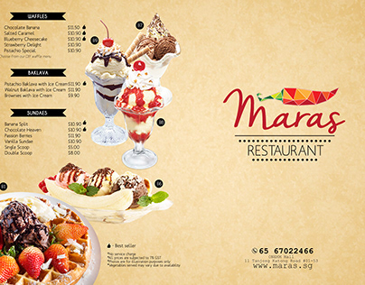 Menu design for Maras restaurant