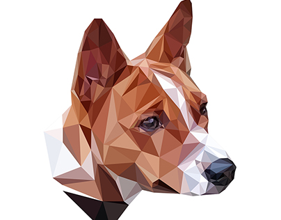 Polygonal dog portraits
