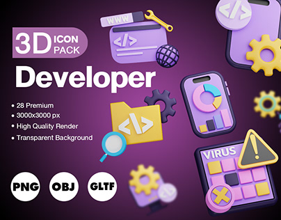 Developer 3D icon pack