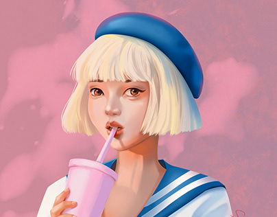 Blonde girl illustration
