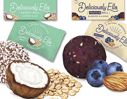 Deliciously Ella Energy Ball Packaging Illustrations