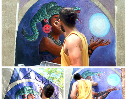 "IXCHEL" - Mural painting in Tulum, Mexico