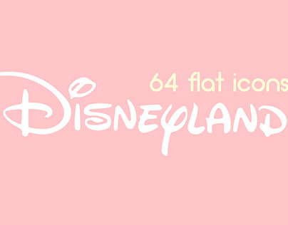64 flat Disneyland icons illustration