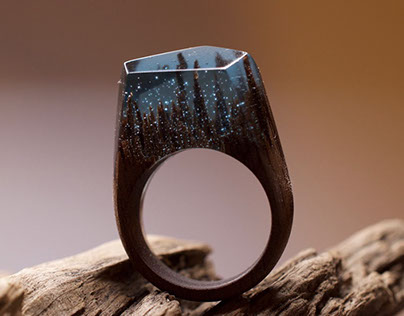 Wooden Rings With Worlds Inside