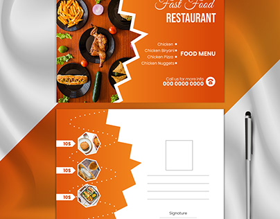 Fast Food Restaurant post card design