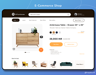 Furniture ecommerce website - Daily UI 12