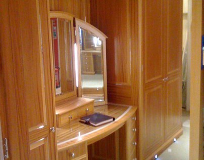 Satin Wood Dressing Room with chrome detail