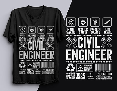 Civil Engineer Typography t shirt design.