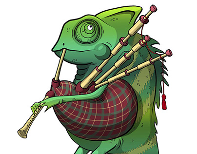 Chameleon with bagpipe
