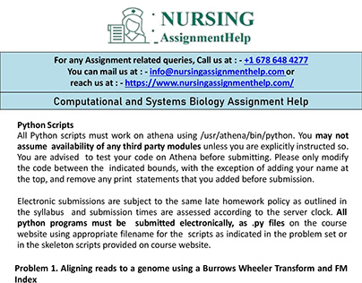Computation and System Biology Assignment Help