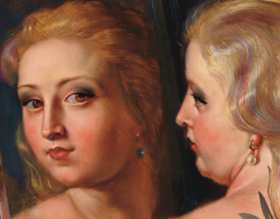 Tattooed Venus at a mirror