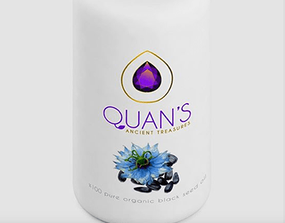Quan's black seed oil logo and packaging