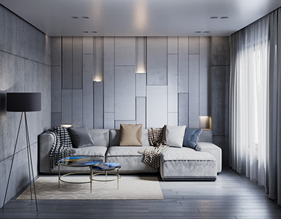 Living room interior design, sofa, visualization