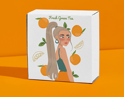 Иллюстрация девушки для упаковки чая