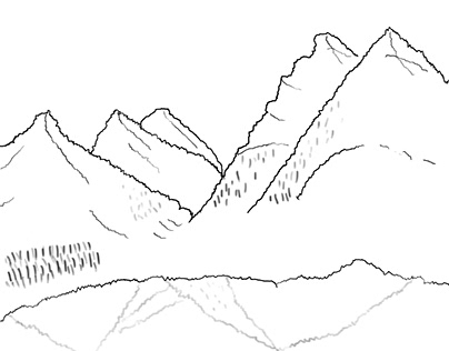 Mountains Landscape (Black white sketch)