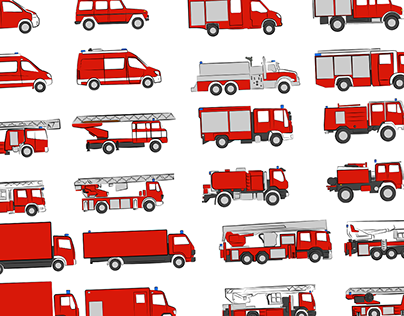 Digitale Zeichnungen / Verschiedene Feuerwehrfahrzeuge