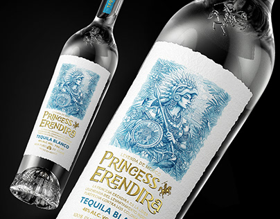 Tequila "Princess Eréndira". Label and bottle design.