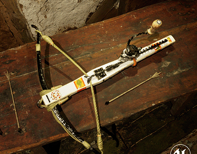 Crossbow with Slavic ornament.
