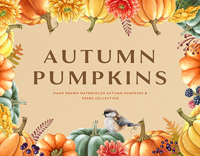 Autumn Pumpkins Watercolor set