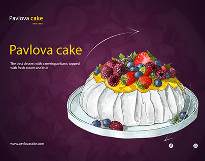 Pavlova cake food watercolor illustration