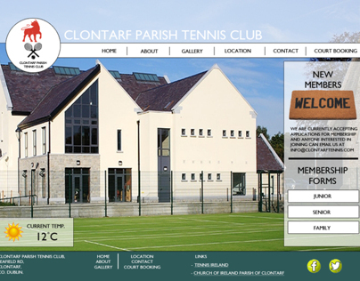 Clontarf Parish Tennis Club Website redseign mockup