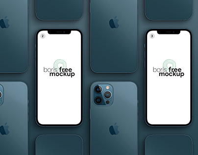 Pacific Blue iPhone 12 Pro Max Mockup 2