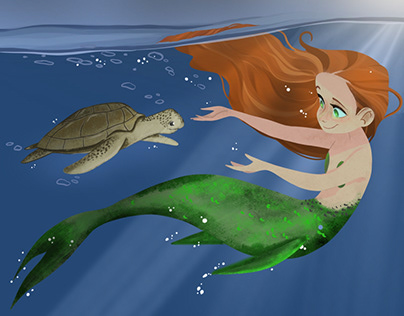 Mermaid with turtle