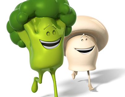 Mr. Broccoli & Mrs. Champignon - Bonduelle characters.