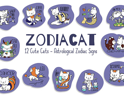 Zodiac Cat Vector Illustration. Astrological Sign Cat