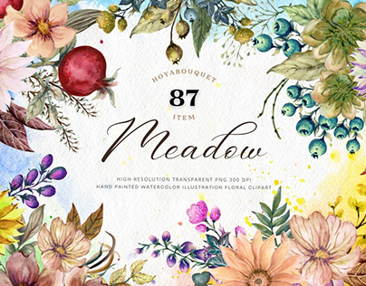 Meadow field flowers 87 ITEM | watercolor PNG/JPG file