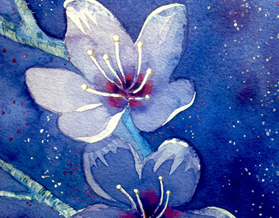 Watercolour negative painting: flowers (2019)