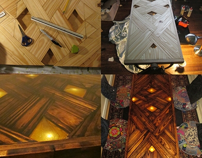 Geometric Table with LED Inlays
