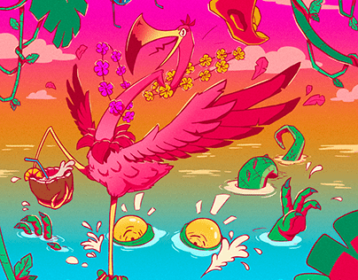 Flamingo and Croc | Illustration