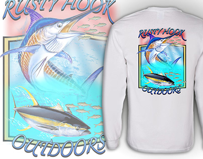 RUSTY HOOK OUTDOORS Fishing Design for T-shirt