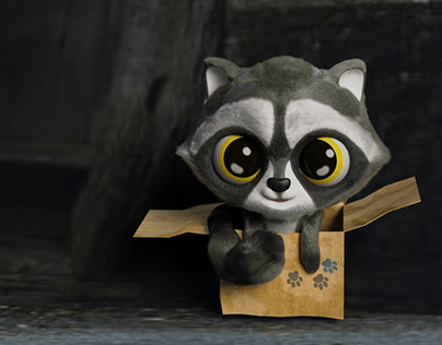 The racoon. 3d-model and animation