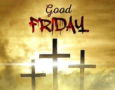 Good Friday, it is Finished Text Banner Cross Crucifix