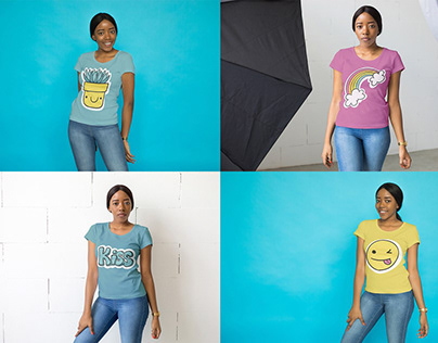 African American female t shirt mockups/changeable colr