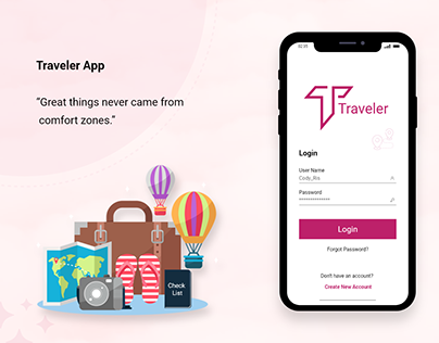 Traveler App Login Screen