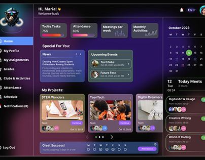 School Management System Homepage Design