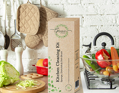 Packaging design for eco-friendly kitchen cleaning kit