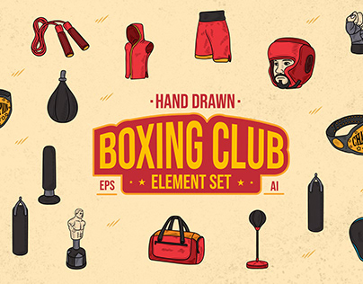 Hand Drawn Boxing Club Element
