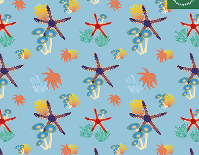 Starfish Garden- Halfdrop Seamless Pattern
