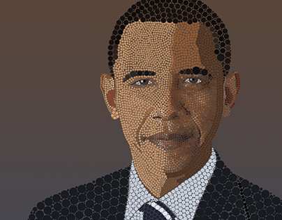 Barak Obama with multiple points (pointillisme)